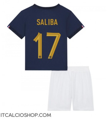Francia William Saliba #17 Prima Maglia Bambino Mondiali 2022 Manica Corta (+ Pantaloni corti)